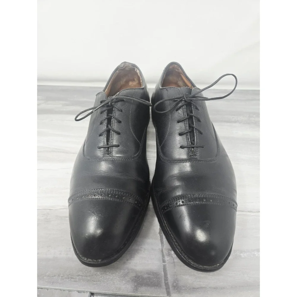 VINTAGE Alden 901 Perforated Cap Toe Calfskin Oxford Shoes‎ Black USA Men's 8.5